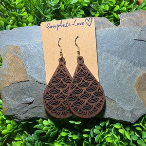 Large Cut Out Wood Earrings, Boho Statement Wooden Earrings~NWT~Great Gift!